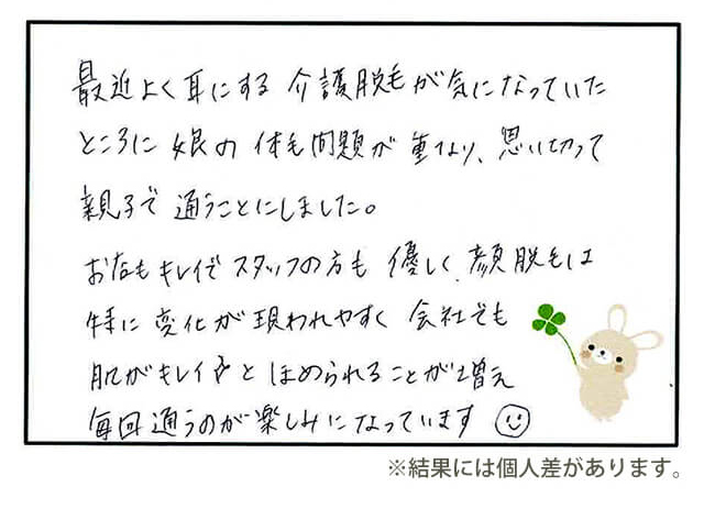 顔脱毛を受けたお客様のアンケート