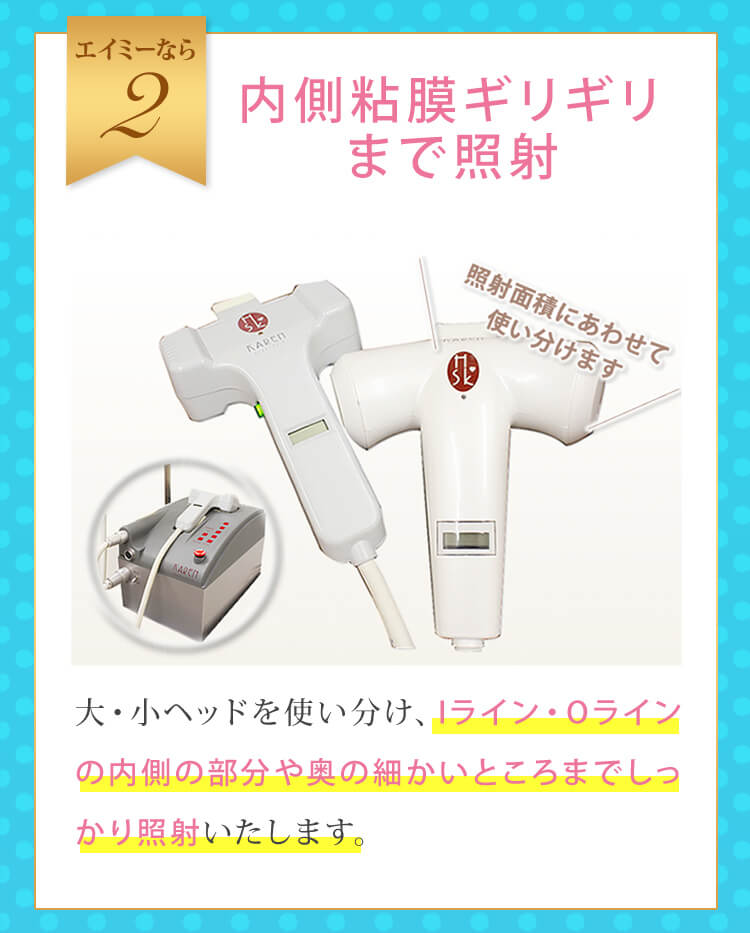 Iライン・Oラインの内側粘膜ギリギリまで照射